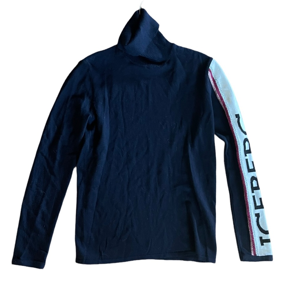 Iceberg Logo Striped Turtleneck Sweater